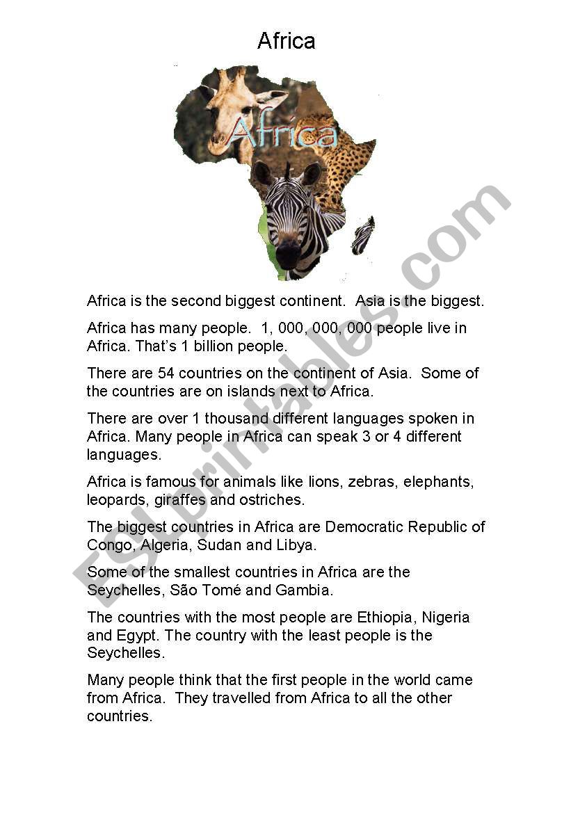 Continents info 3 (Africa and Antarctica)