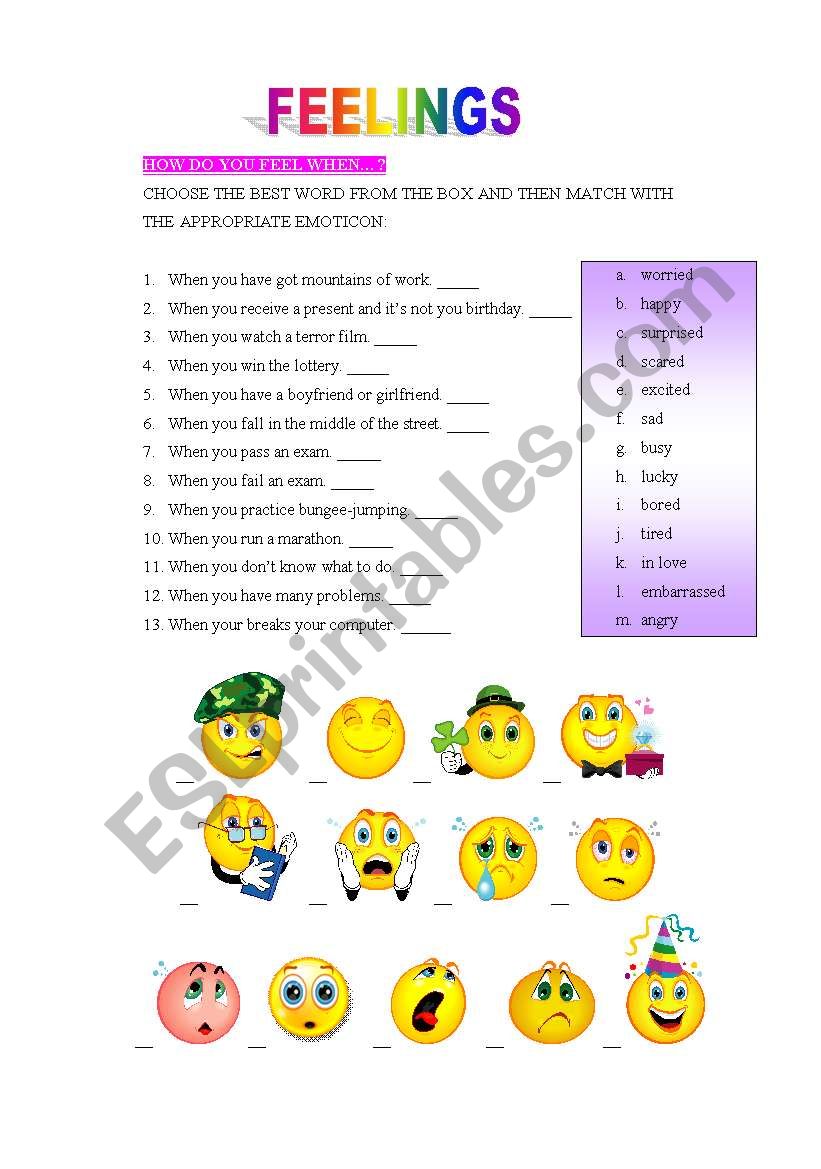 Feelings worksheet