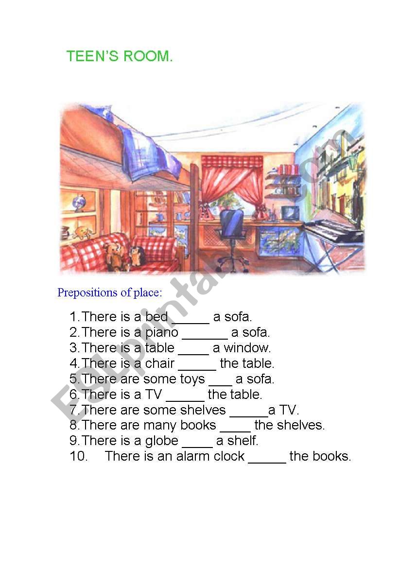 Teens room. worksheet