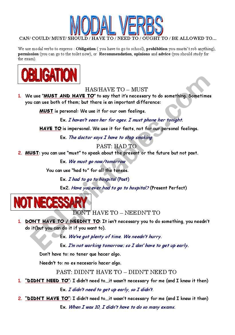 MODAL VERBS worksheet