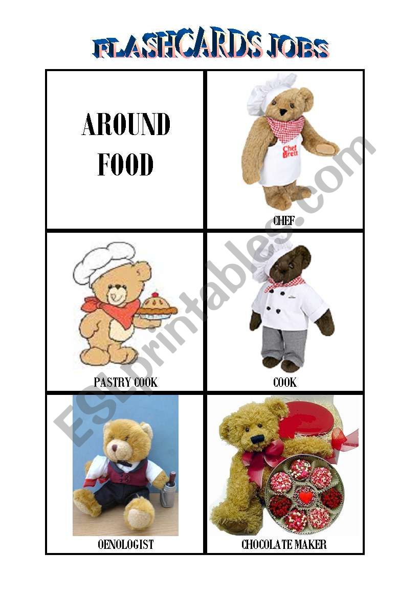 flashcards jobs : AROUND FOOD worksheet