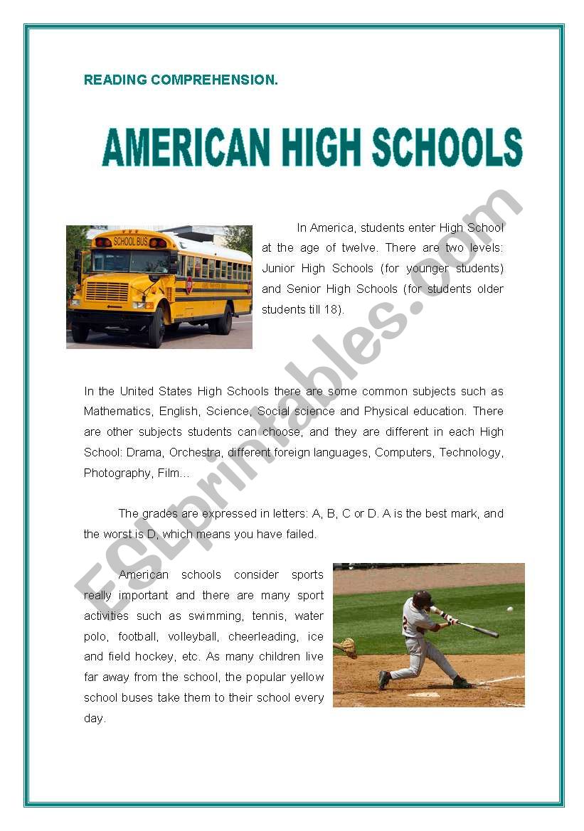 Reading: American High Schools