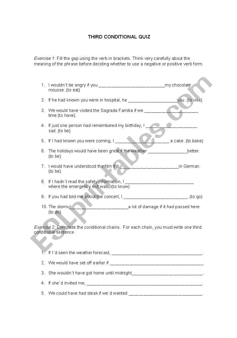 Third Conditional Quiz worksheet