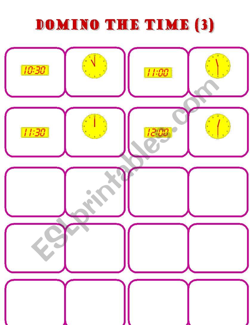 Domino The Time 3 worksheet