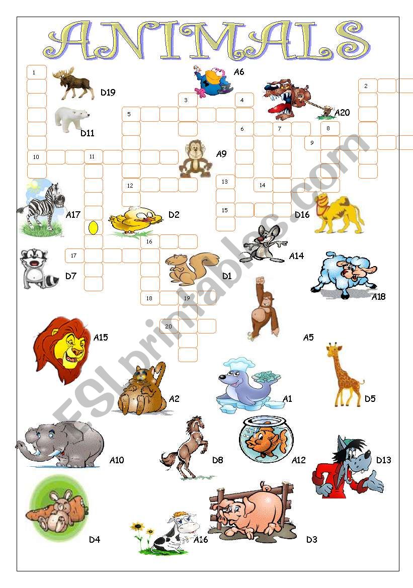 ANIMALS//CROSSWORD PUZZLE worksheet