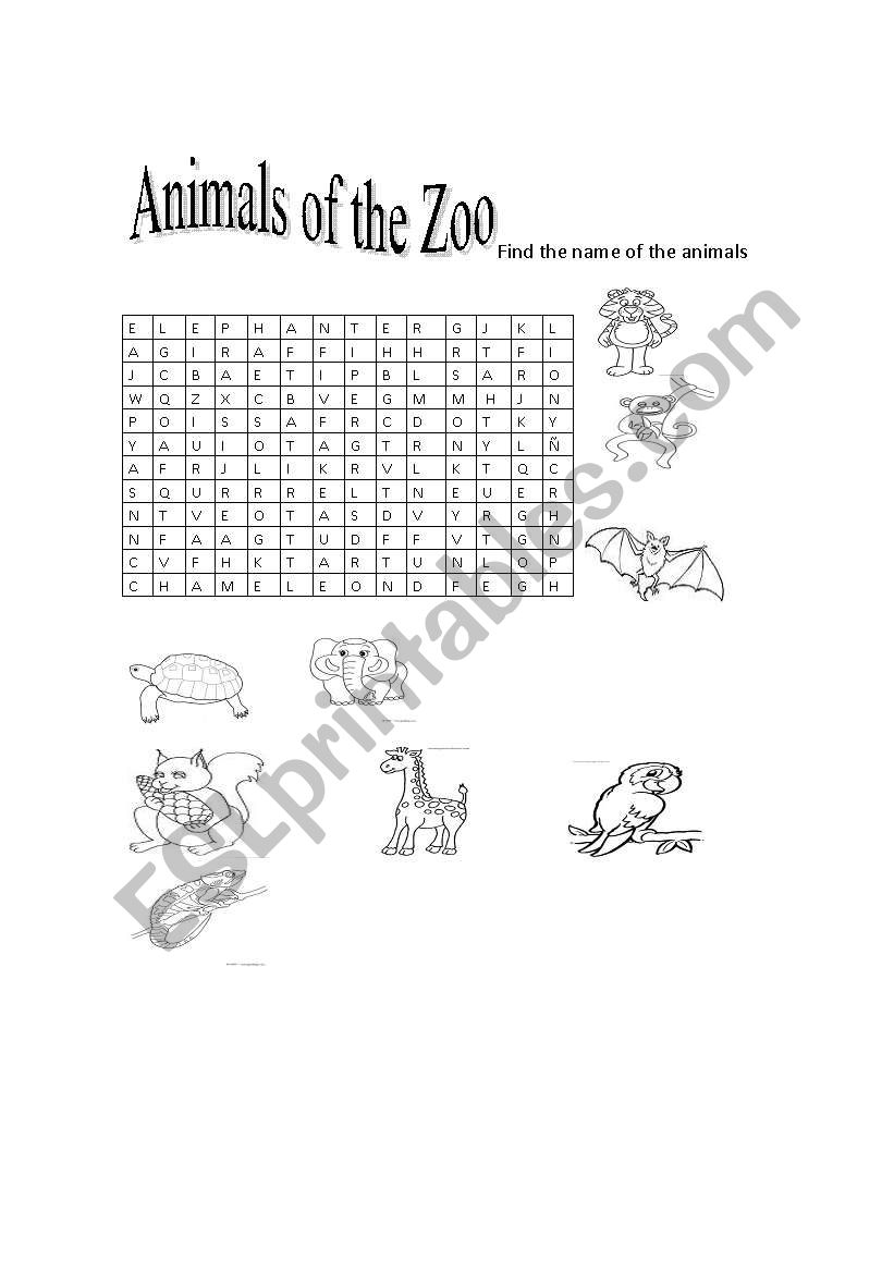 Animals of the Zoo-crossword worksheet
