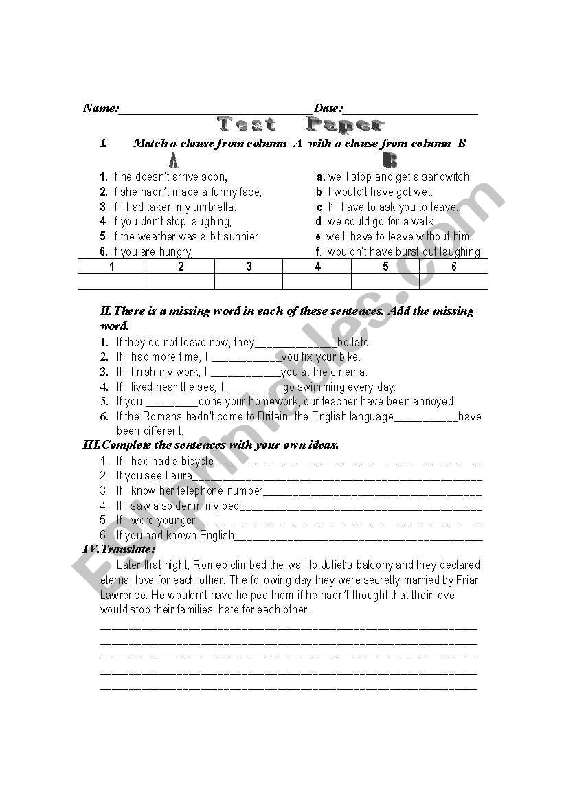 If-clause worksheet