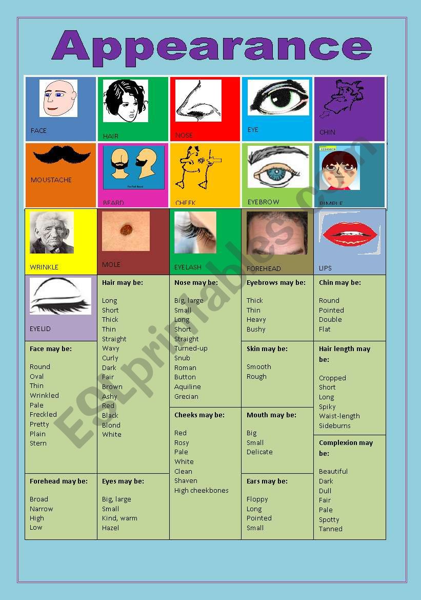 APPEARANCE worksheet