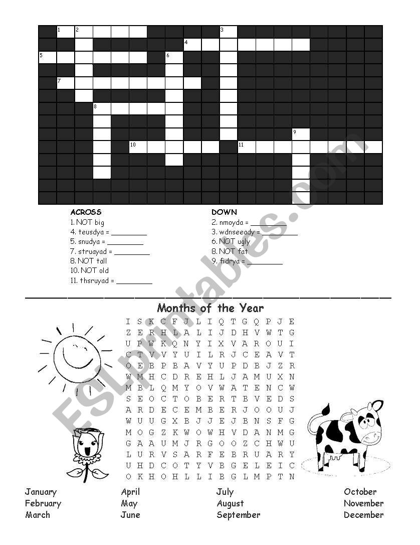 Months and Days of the Week worksheet