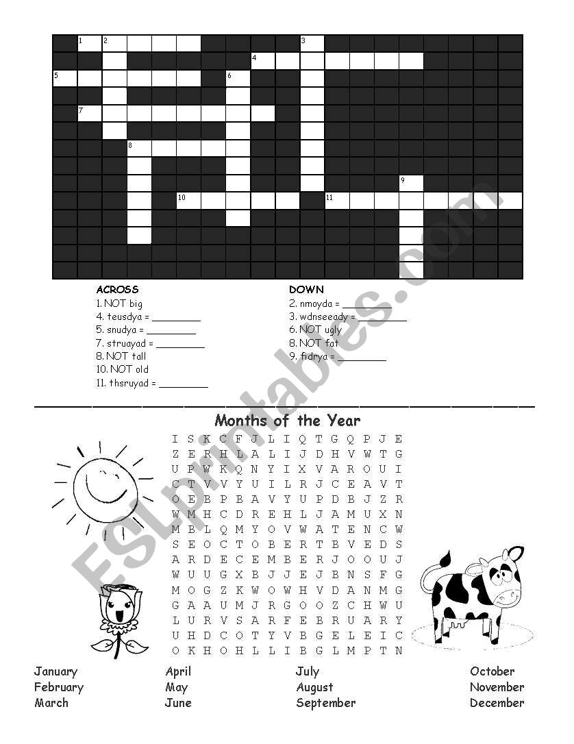 Months and Days of the Week worksheet