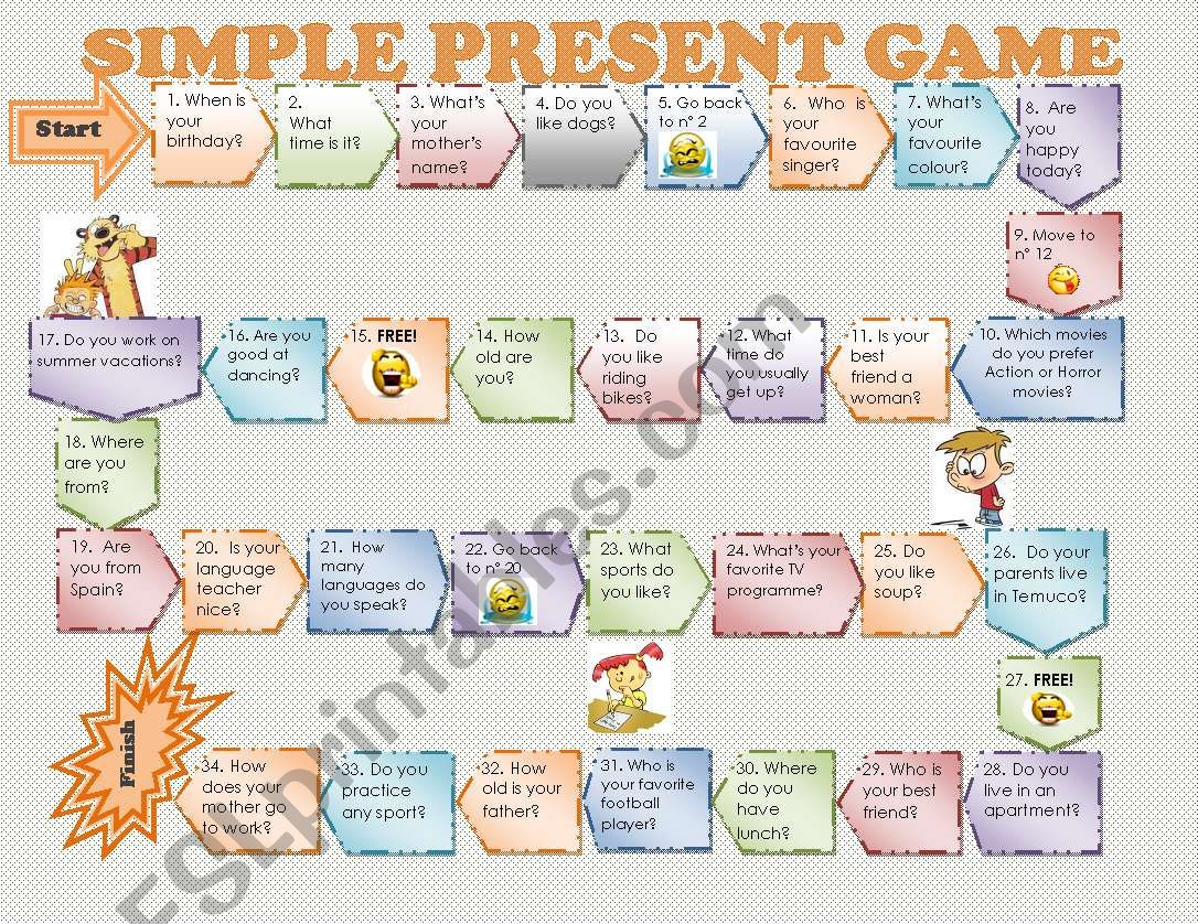 Simple Present Questions Game worksheet