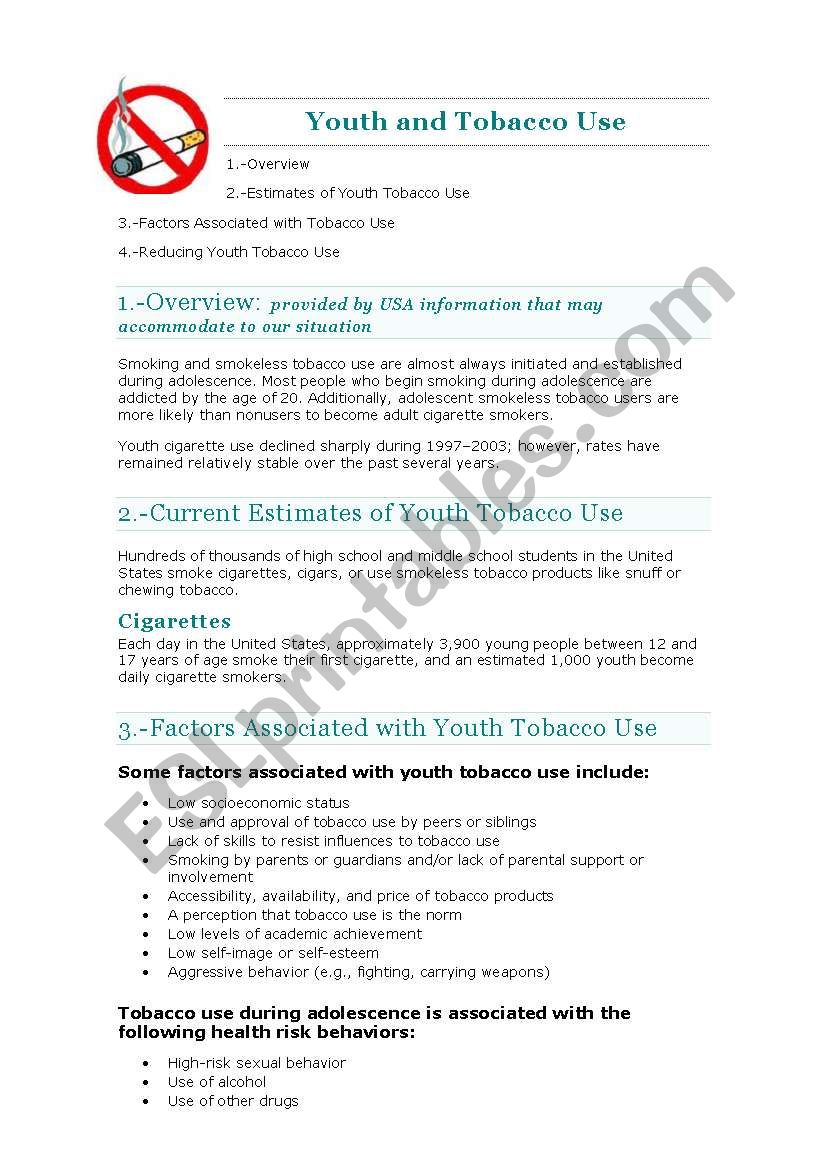 youth and smoke worksheet