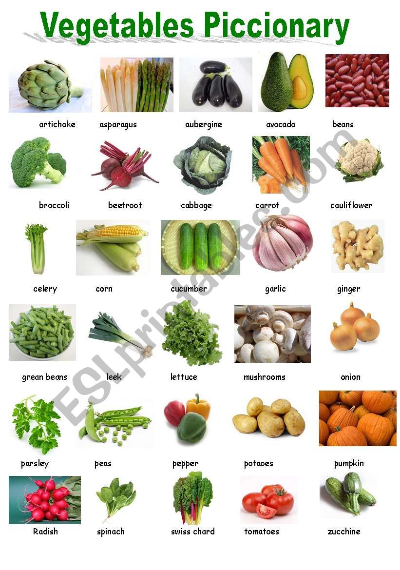 vegetables worksheet