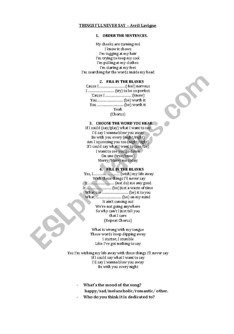 Things Ill Never Say - song by Avril Lavigne