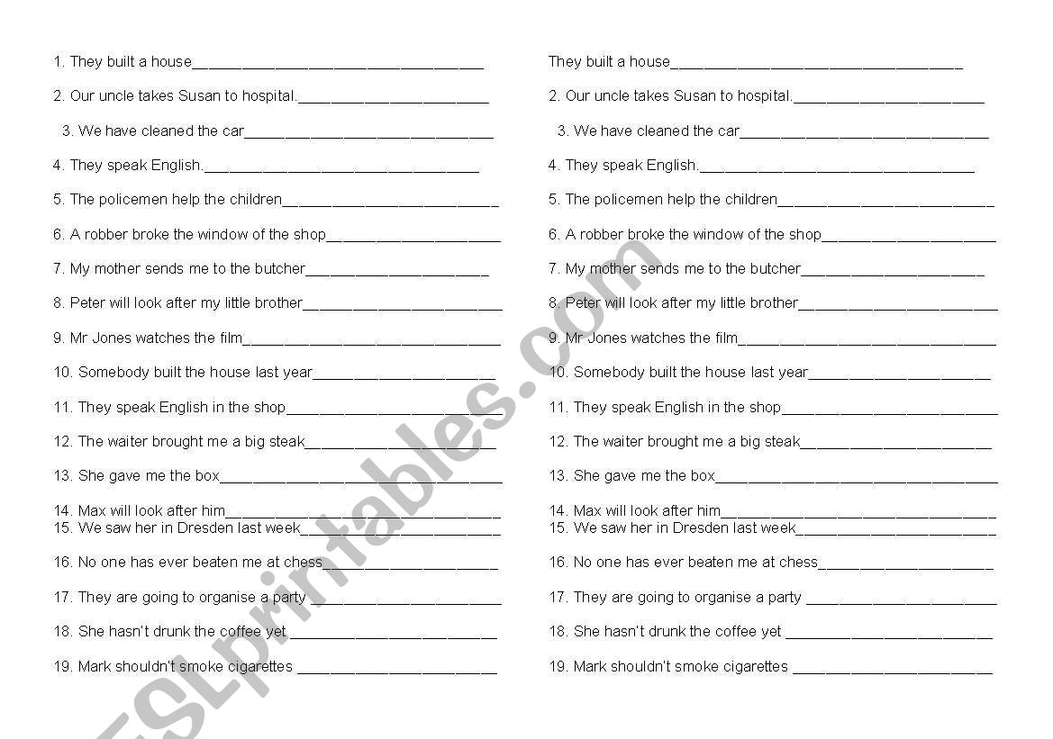 PASSIVE VOICE worksheet