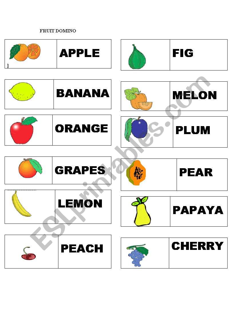 FRUIT DOMINO worksheet