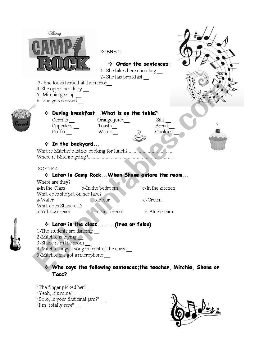 CAMP ROCK worksheet