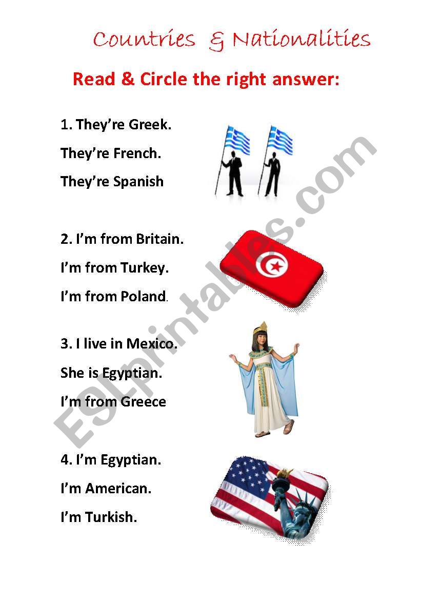 Countries and nationalities worksheet