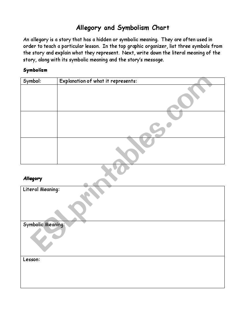 Symbolism Chart worksheet