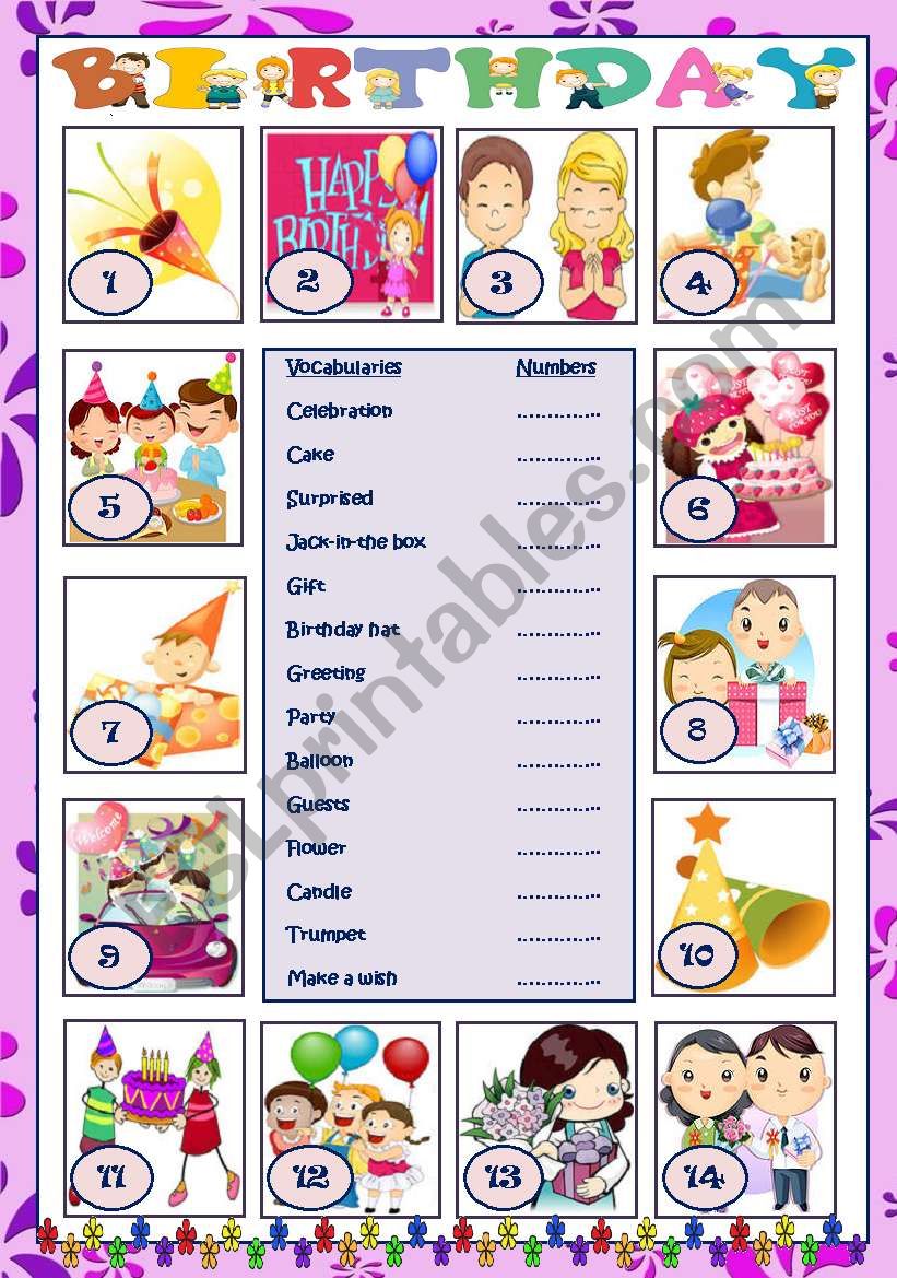all about birthday worksheet