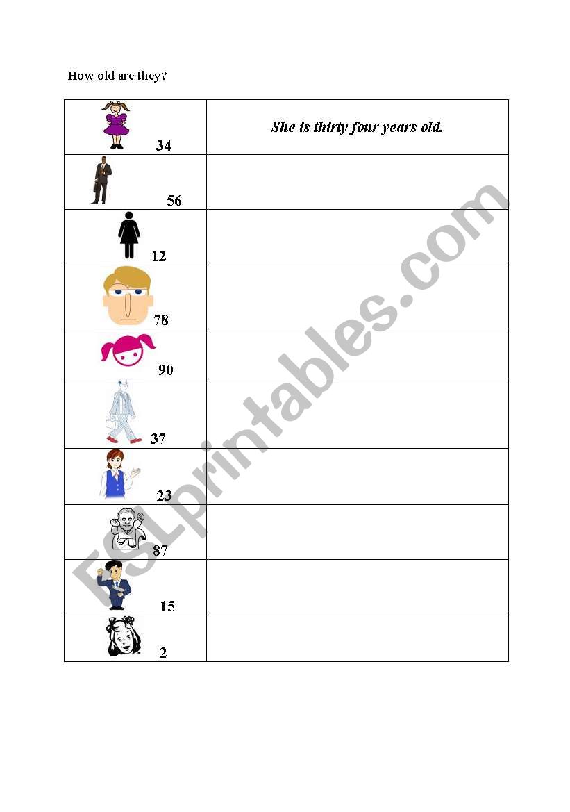 Age worksheet