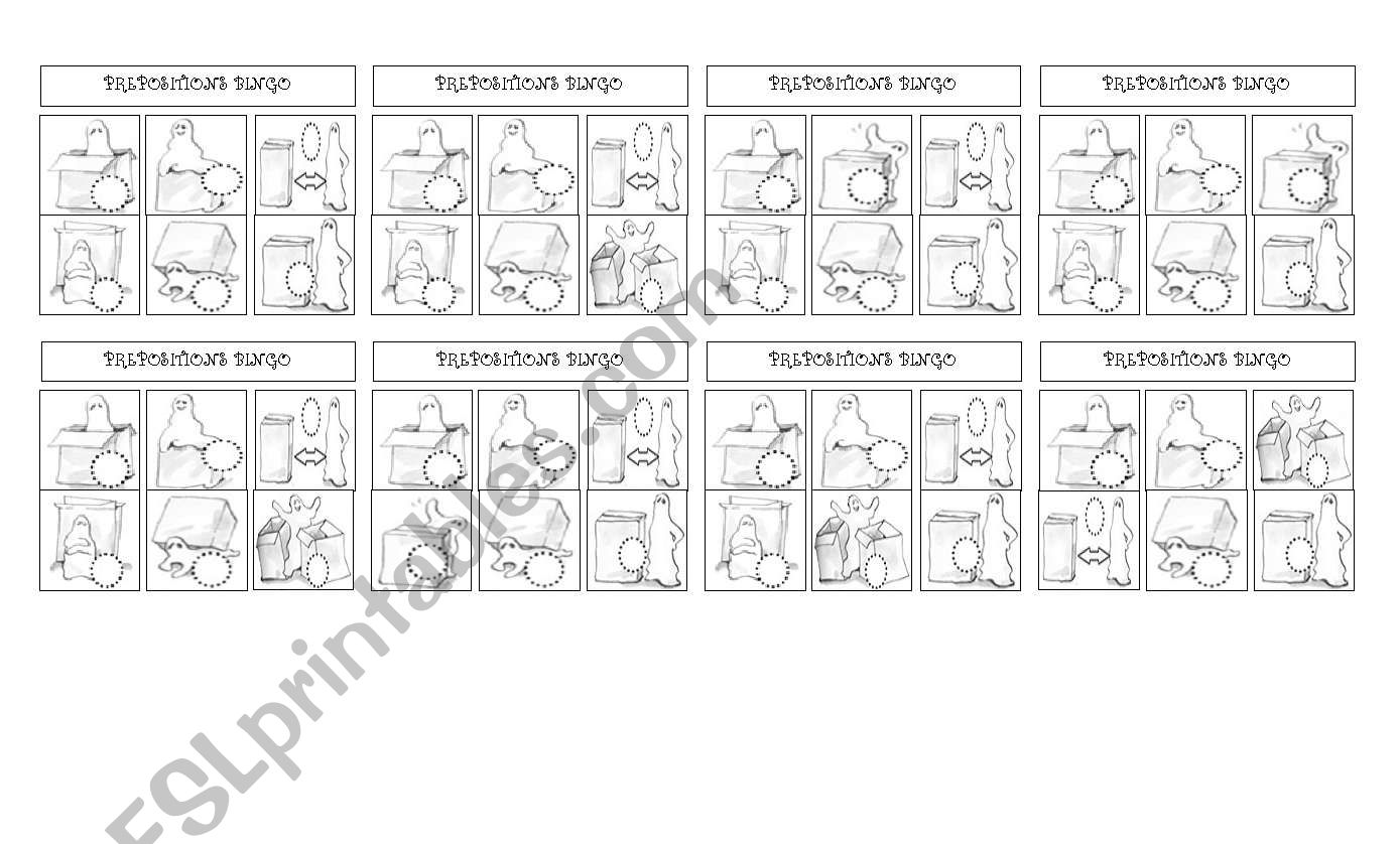 PREPOSITIONS - BINGO worksheet