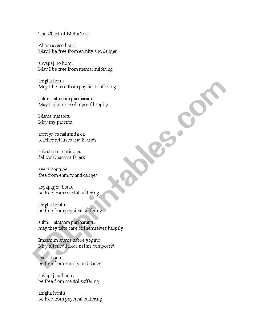 A song worksheet