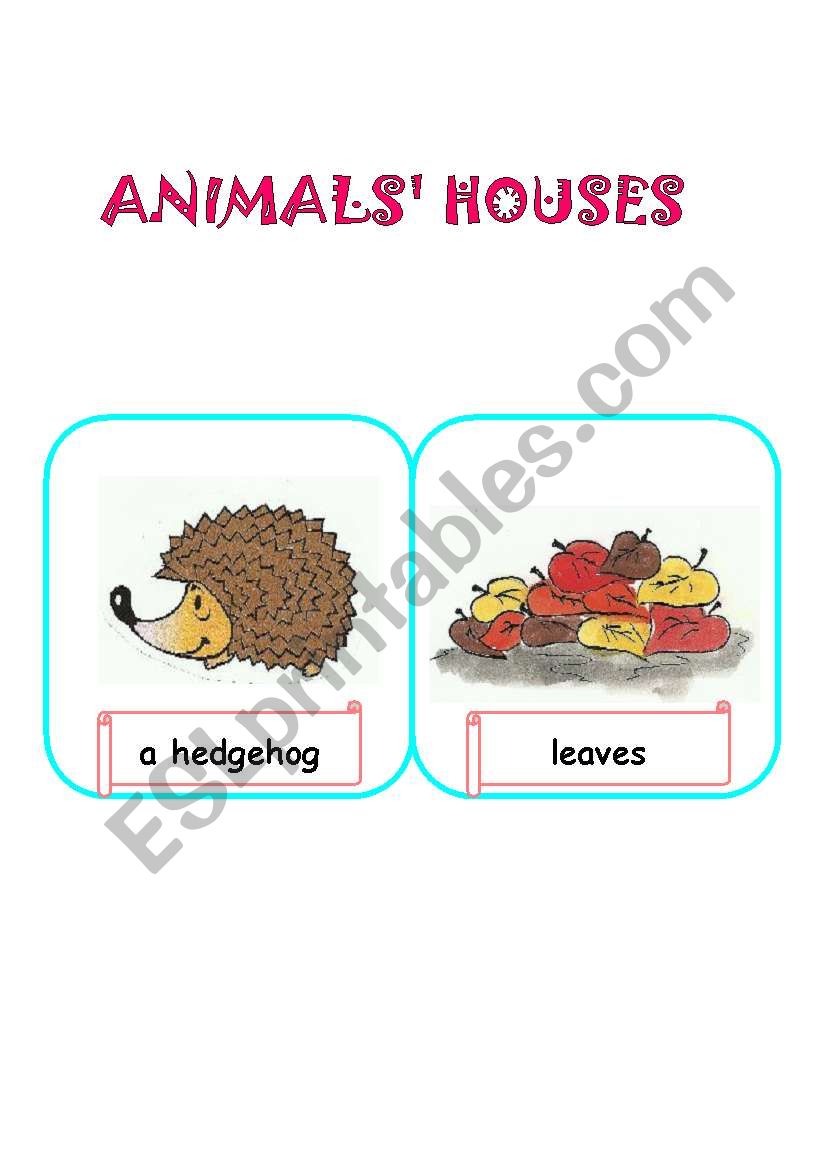 Houses of Animals worksheet