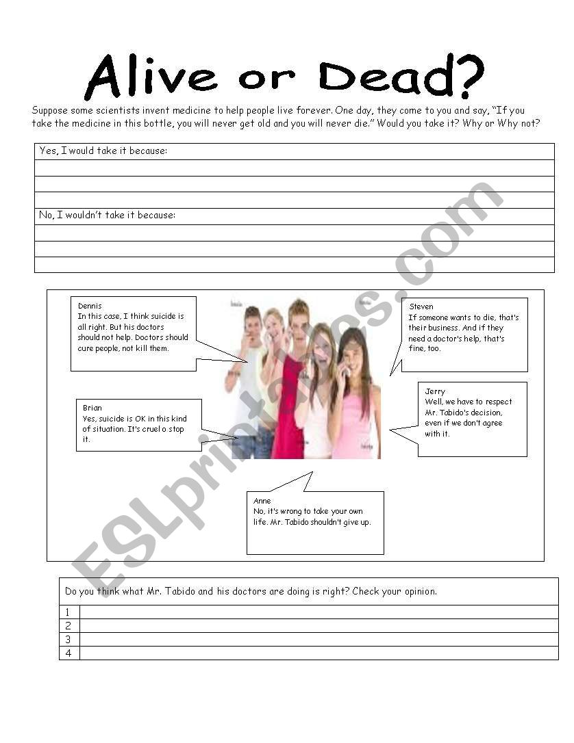 alive or dead worksheet