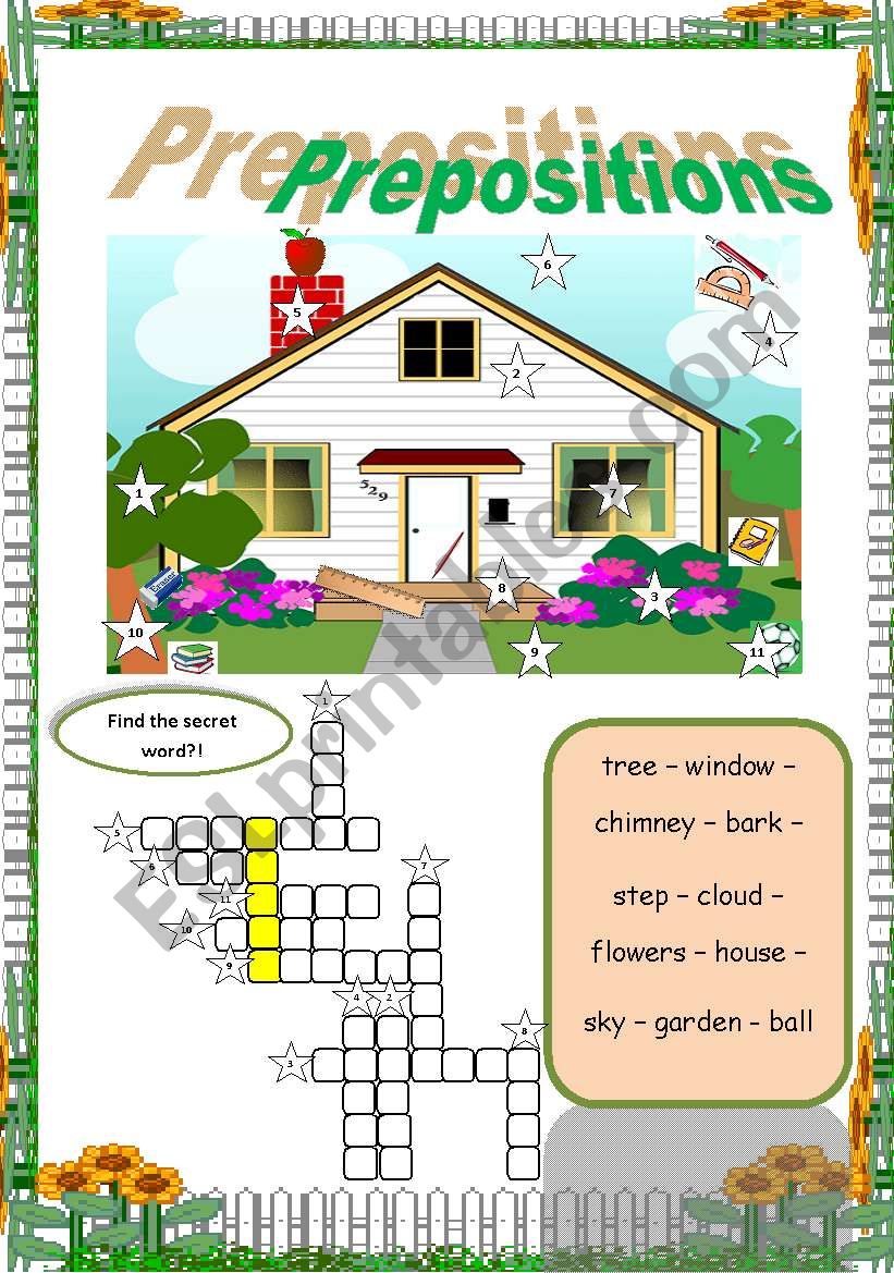 Prepositions (Part 1 + key) Please download both parts to have the complete sheet