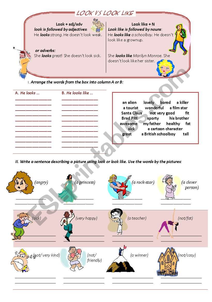 LOOK VS LOOK LIKE worksheet