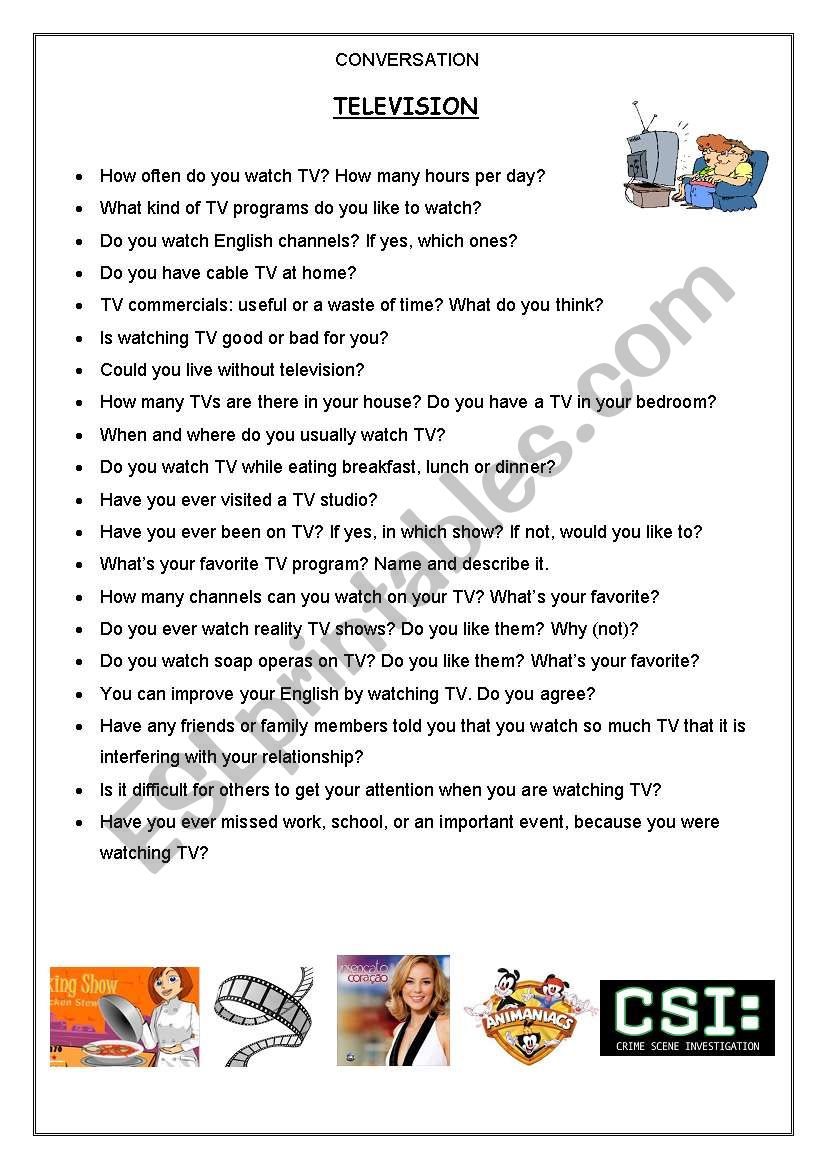 Conversation - Television worksheet