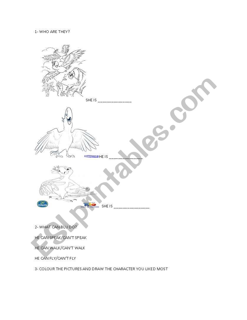 Rio the movie worksheet