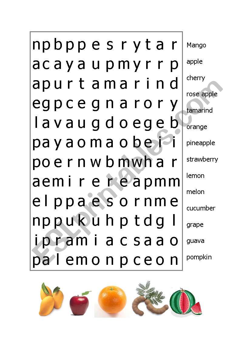 fruits worksheet