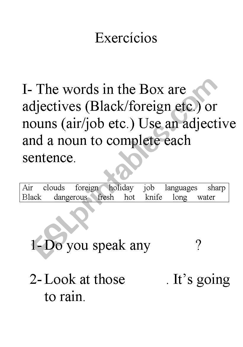 adjectives worksheet