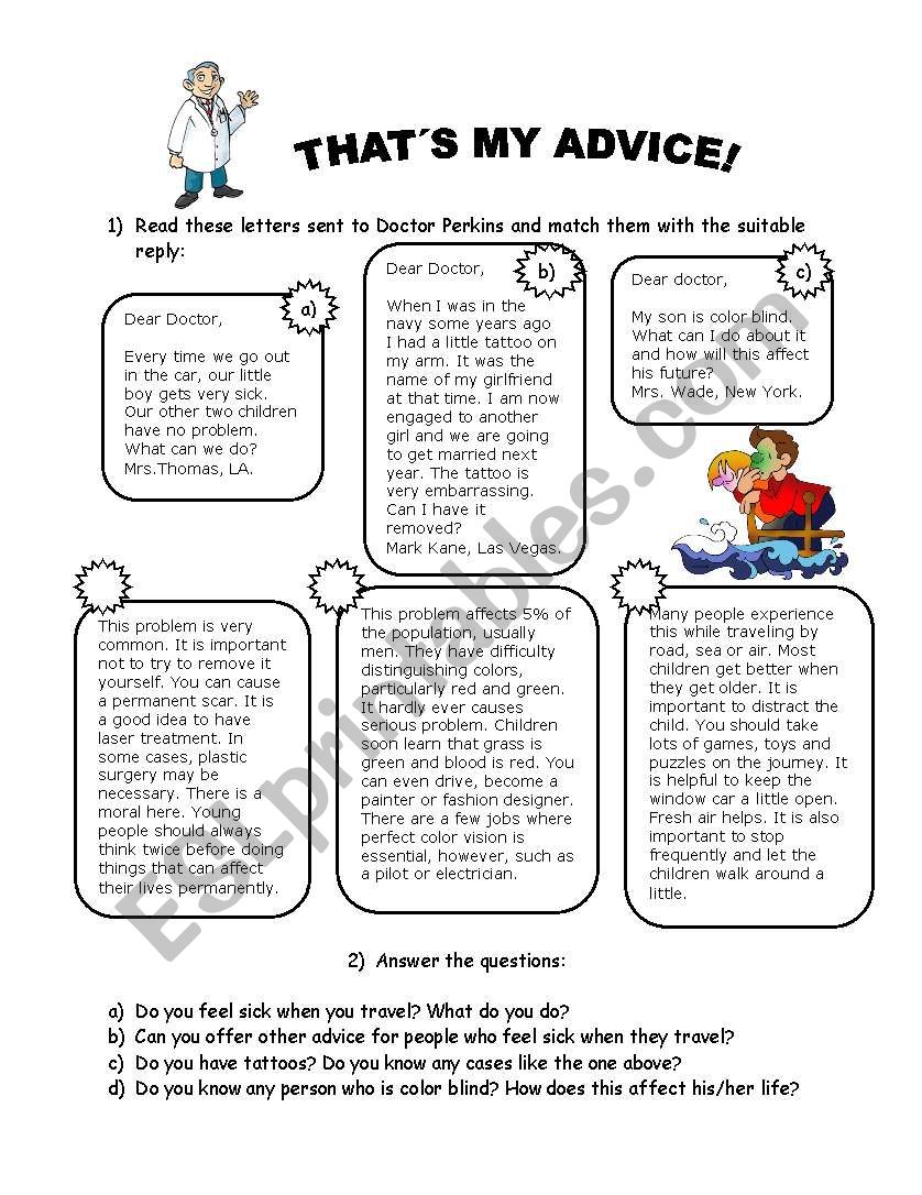 That is my advice! worksheet