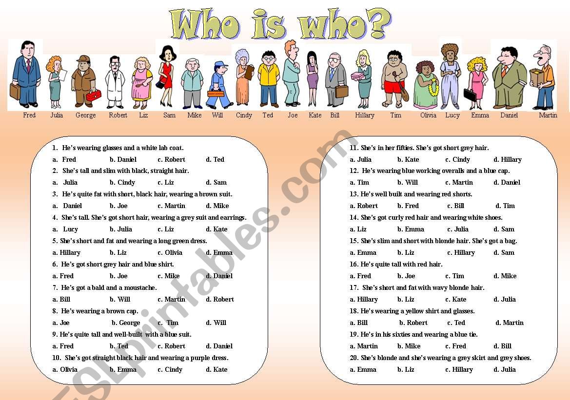 Describing People worksheet