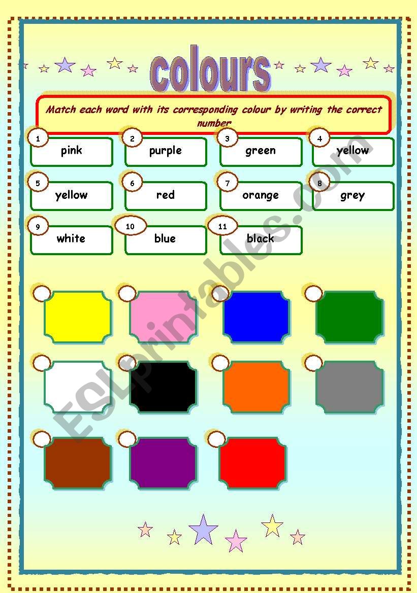colours matching exercise worksheet