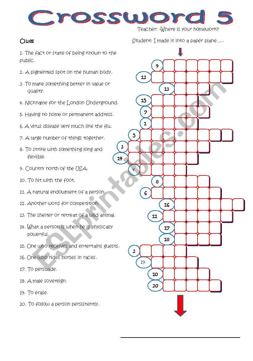 Crossword 5 worksheet