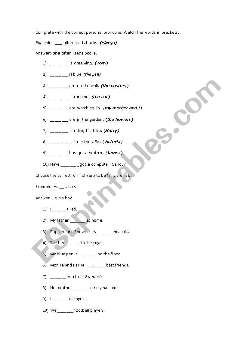 Verb to be activity worksheet