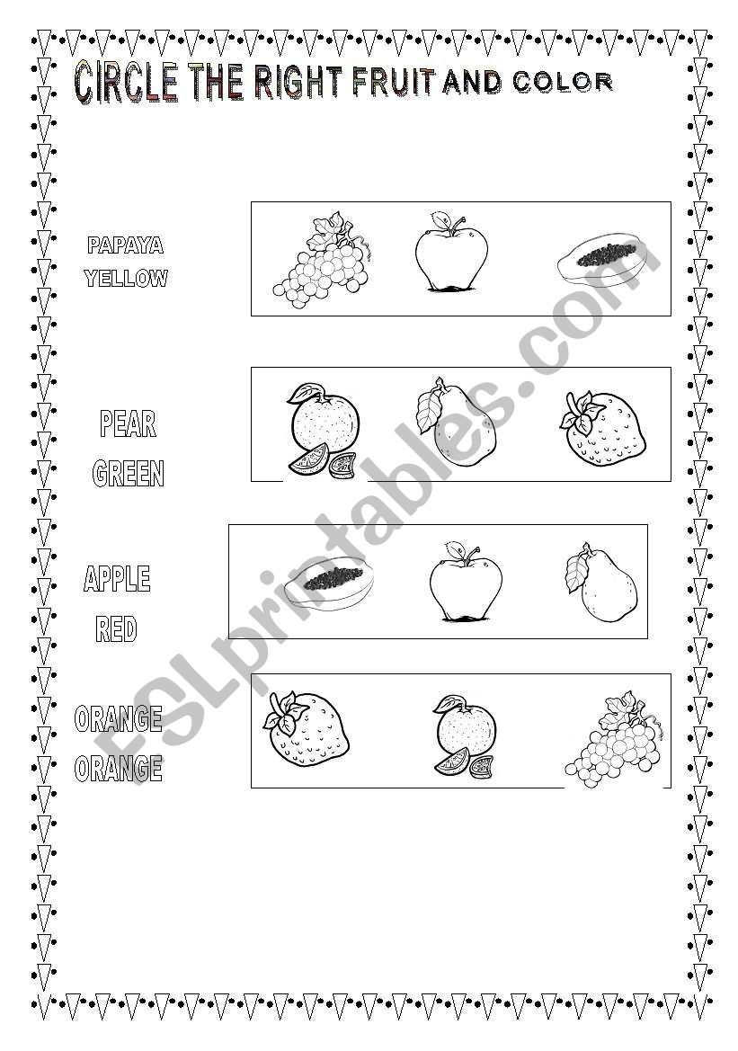 Fruits and Colors worksheet