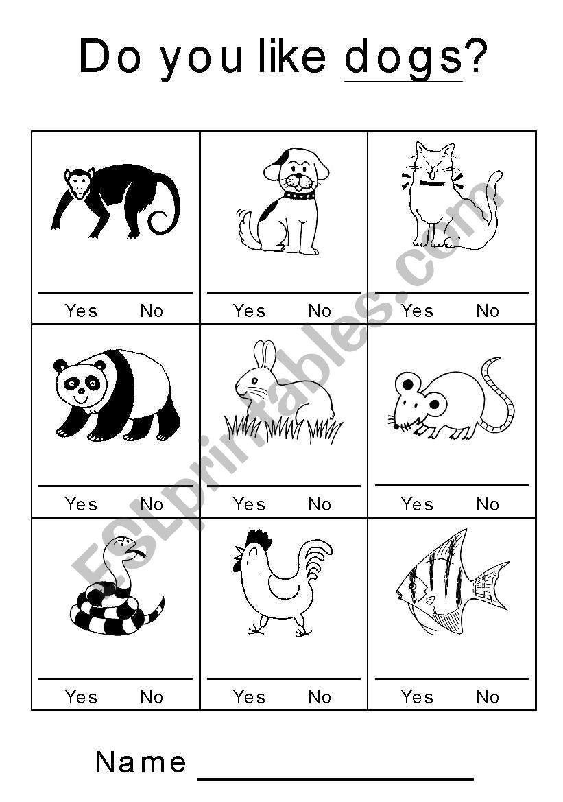 Do you like (animal)? worksheet