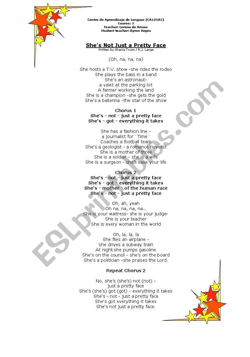 Complete the song worksheet