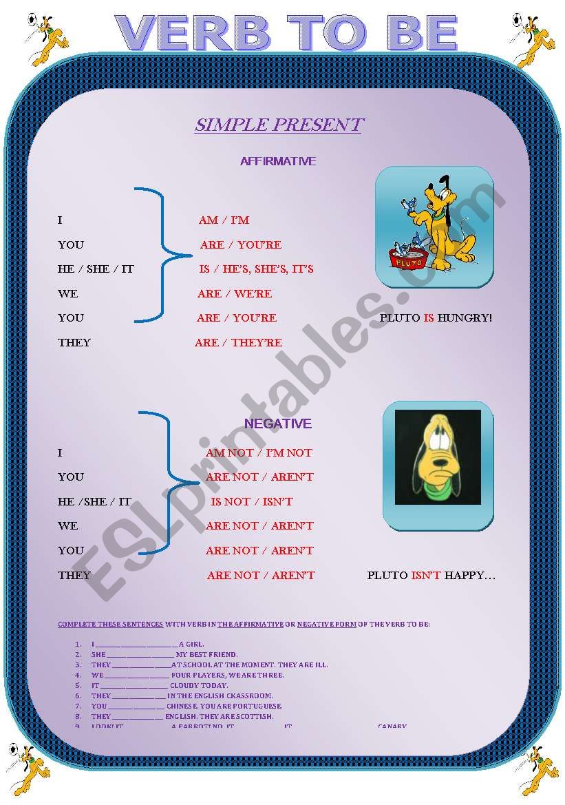 VERB TO BE worksheet