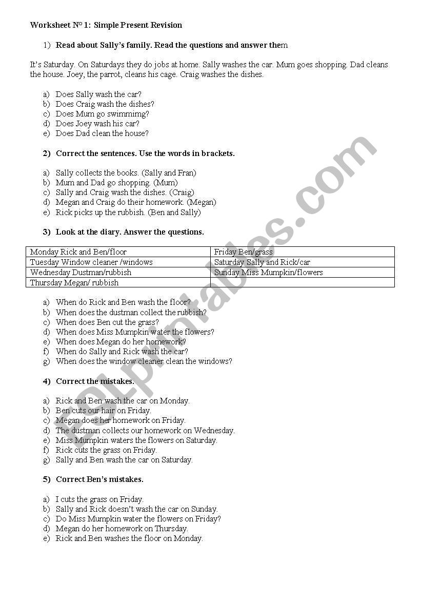 worksheet: simple present worksheet