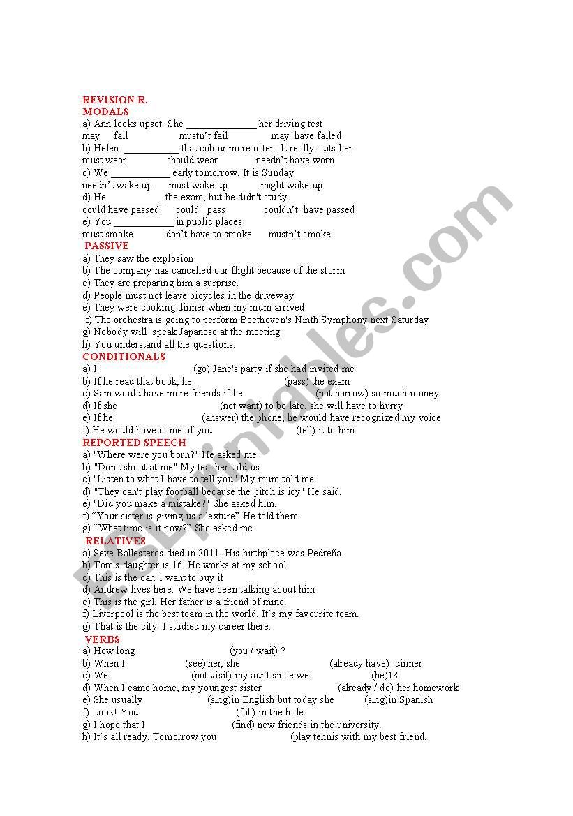 grammar revision r worksheet