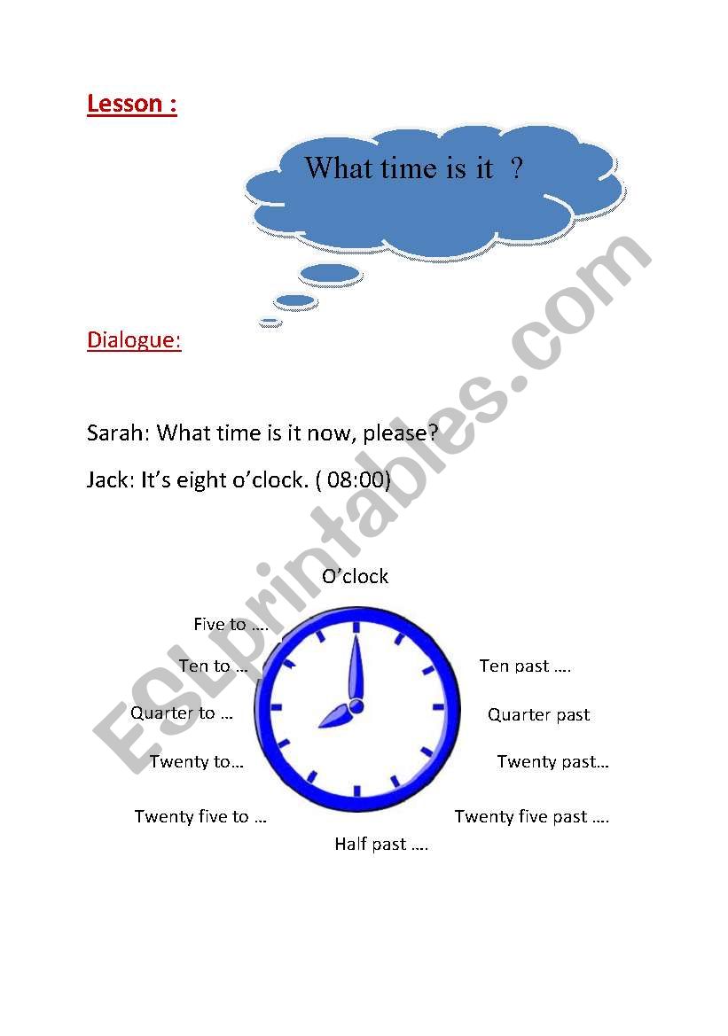   telling time worksheet