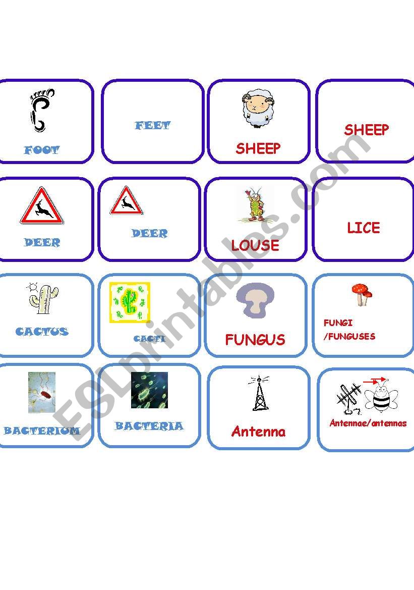 Plural memory part 2 worksheet