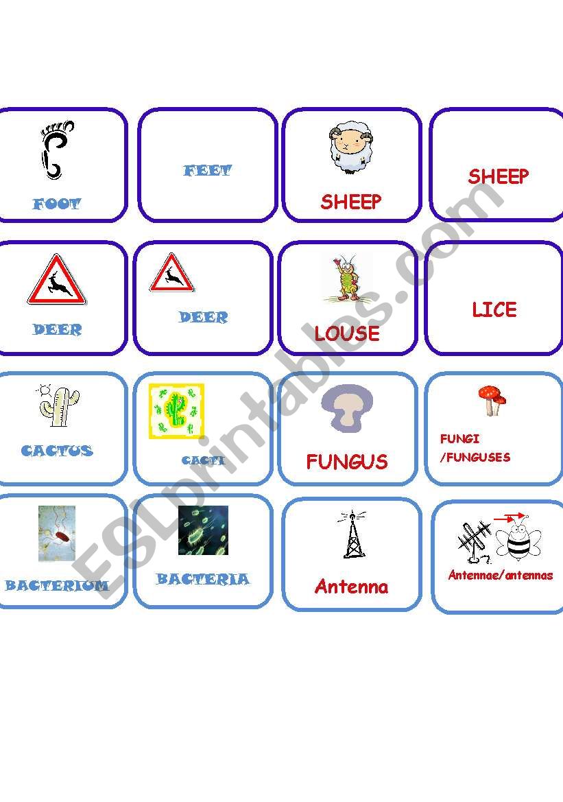 Plural memory part 2 worksheet