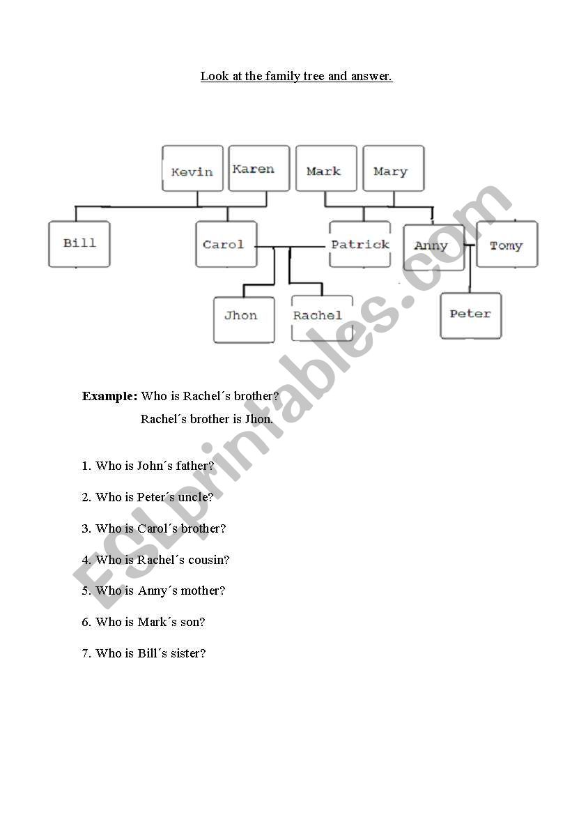 Family Tree worksheet